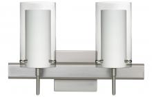 Besa Lighting 2SW-C44007-LED-SN-SQ - Besa Pahu 4 Wall With SQ Canopy 2SW Clear/Opal Satin Nickel 2x5W LED