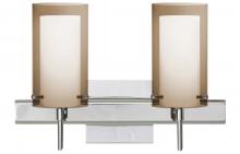 Besa Lighting 2SW-S44007-LED-CR-SQ - Besa Pahu 4 Wall With SQ Canopy 2SW Transparent Smoke/Opal Chrome 2x5W LED