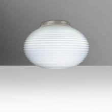 Besa Lighting 491207C-SN - Besa, Pape 10 Ceiling, Opal Ribbed, Satin Nickel Finish, 1x100W E26 Base