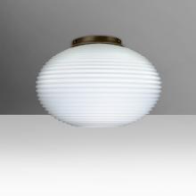 Besa Lighting 491307C-BR - Besa, Pape 12 Ceiling, Opal Ribbed, Bronze Finish, 1x100W E26 Base