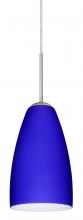 Besa Lighting J-1511CM-SN - Besa Riva 9 Pendant For Multiport Canopy Satin Nickel Cobalt Blue Matte 1x75W Medium