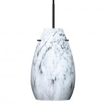 Besa Lighting J-4126MG-BK - Besa Pera 9 Pendant For Multiport Canopy Black Marble Grigio 1x100W MAX E26 Base