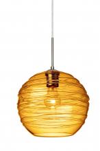 Besa Lighting J-462782-SN - Besa Wave 10 Pendant For Multiport Canopy Satin Nickel Amber 1x60W Medium Base