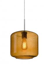 Besa Lighting J-NILES10AM-EDIL-SN - Besa Niles 10 Pendant For Multiport Canopy, Amber Bubble, Satin Nickel Finish, 1x4W L