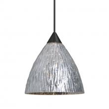 Besa Lighting RXP-EVESS-BK - Besa Eve Pendant, Stone Silver Foil, Black Finish, 1x50W MAX GY6.35 Base