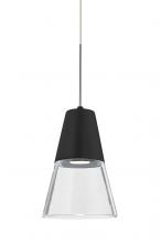 Besa Lighting RXP-TIMO6BC-LED-SN - Besa, Timo 6 Cord Pendant,Clear/Black, Satin Nickel Finish, 1x9W LED