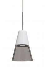 Besa Lighting XP-TIMO6WS-LED-SN - Besa, Timo 6 Cord Pendant,Smoke/White, Satin Nickel Finish, 1x9W LED