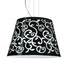 Besa Lighting 1KV-4394BD-SN - Besa Pendant Amelia 18 Satin Nickel Black Damask 3x100W A19