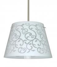 Besa Lighting 1KT-4340WD-SN - Besa Stem Pendant Amelia 15 Satin Nickel White Damask 3x100W A19