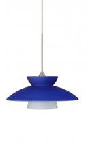 Besa Lighting 1XP-271823-SN - Besa Pendant Trilo 7 Satin Nickel Blue Matte 1x50W Halogen