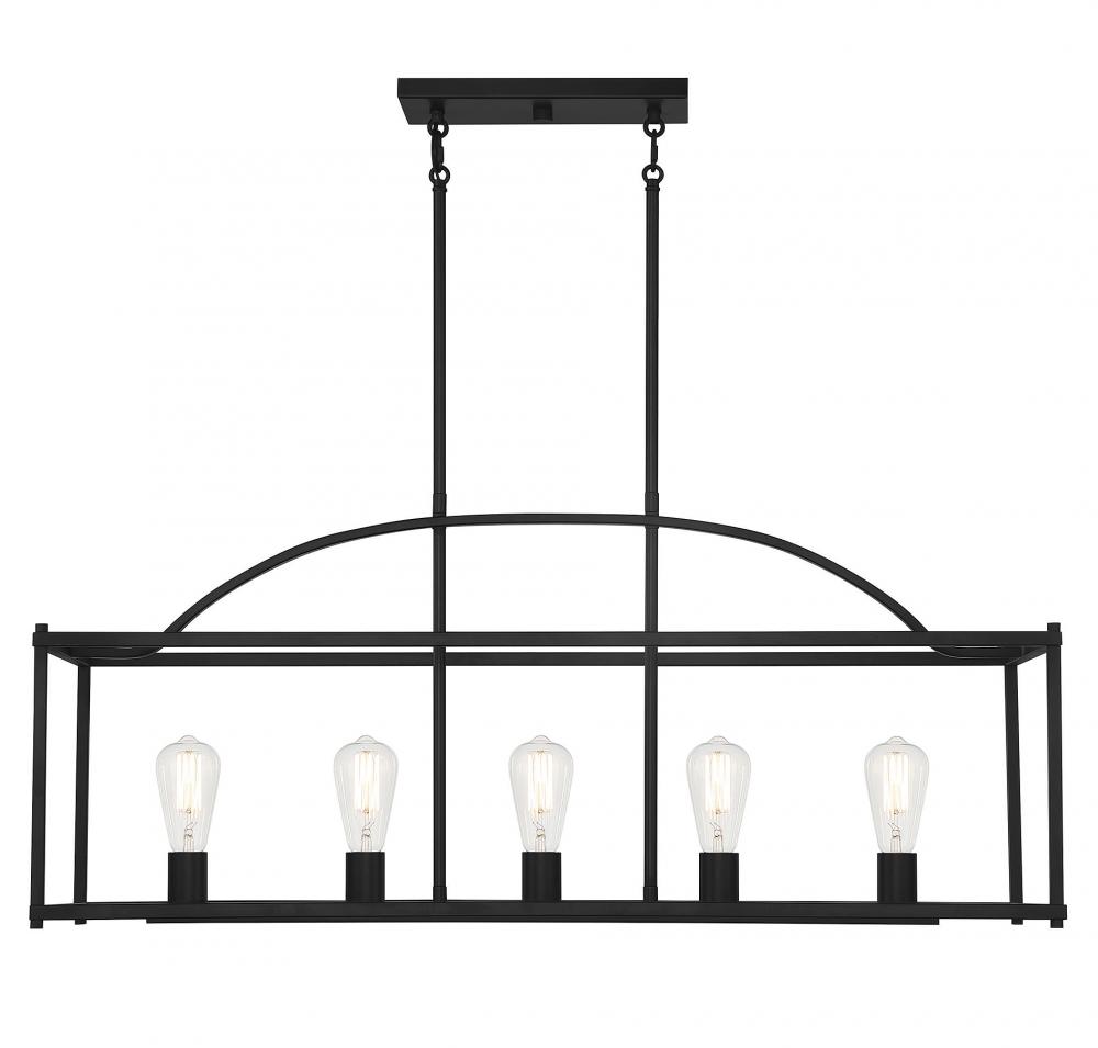 Palladian 5-Light Linear Chandelier in Matte Black