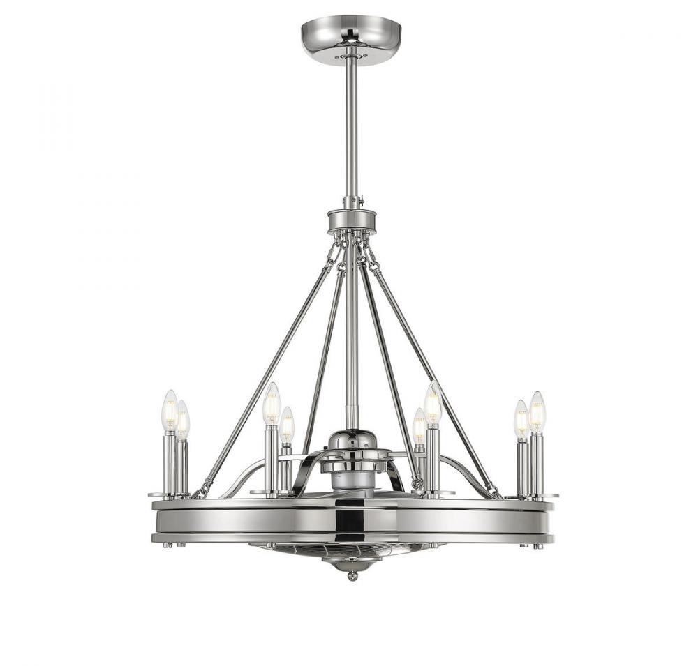 Lyon 8-Light Fan D&#39;Lier in Polished Nickel