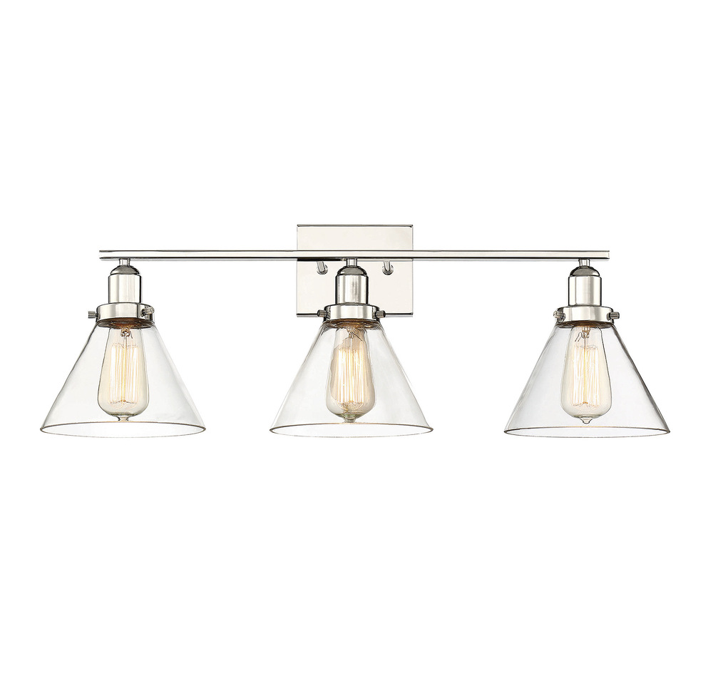 Drake 3-Light Bathroom Vanity Light in Polished Nickel