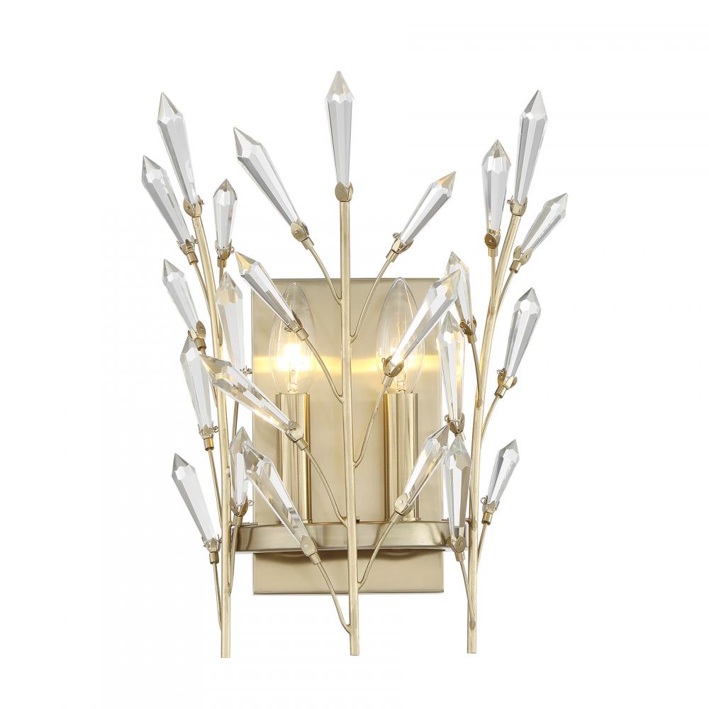 Orianna 2-Light Wall Sconce in Noble Brass