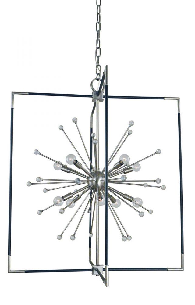 10-Light Brushed Nickel/Matte Black Zeta Chandelier