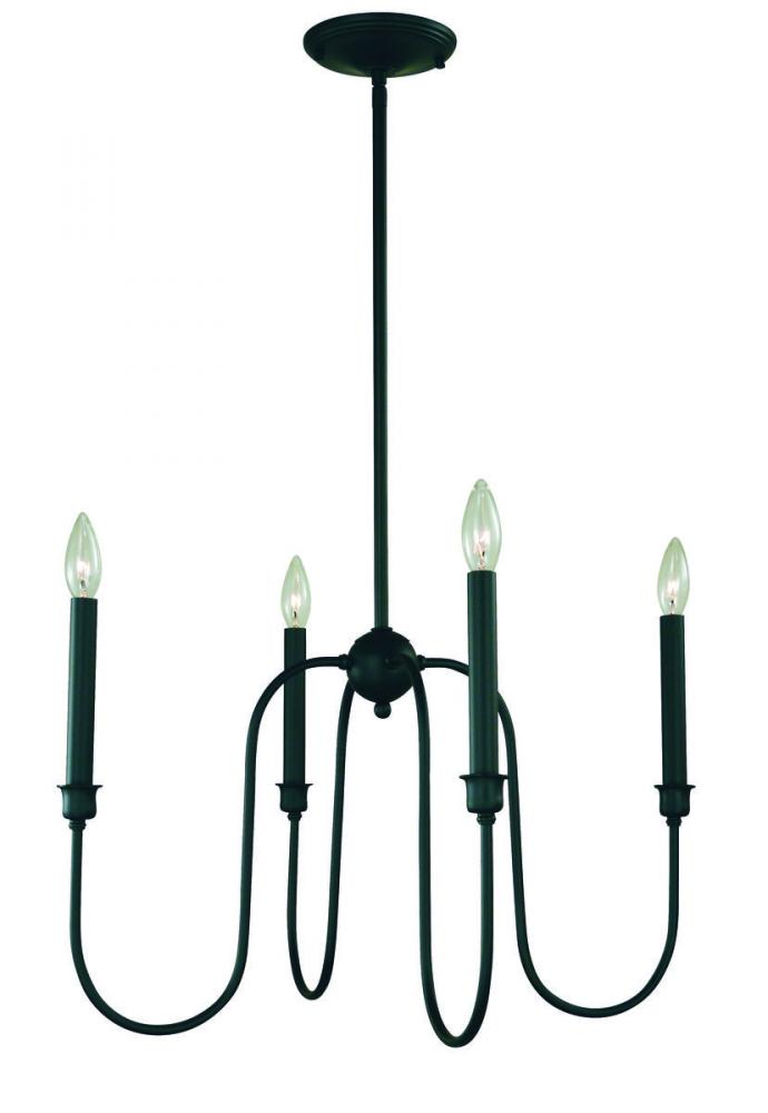 4-LIGHT MATTE BLACK JASPER CHANDELIER