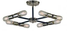 Framburg Limited Editions F-L1018 PN/MBLACK - 8-Light Polished Nickel/Matte Black Gyrate Semi-Flush