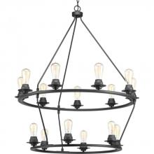 Progress P400017-143 - Debut Collection Fifteen-Light Graphite Farmhouse Chandelier Light