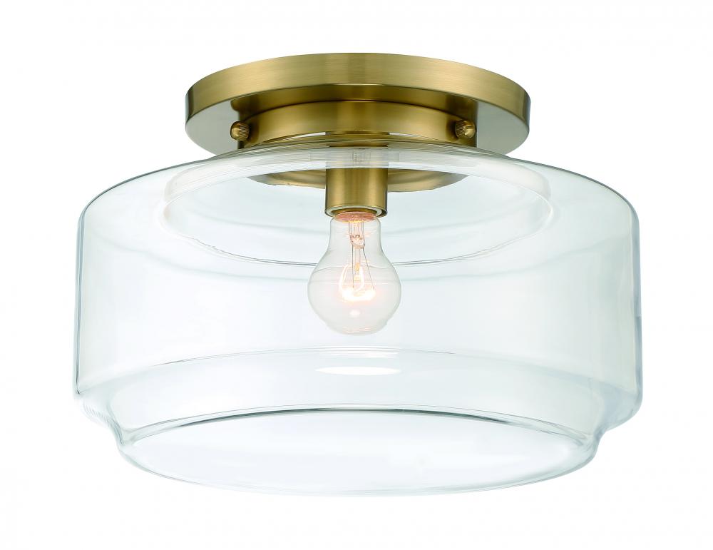 Peri 1 Light 14&#34; Flushmount in Satin Brass