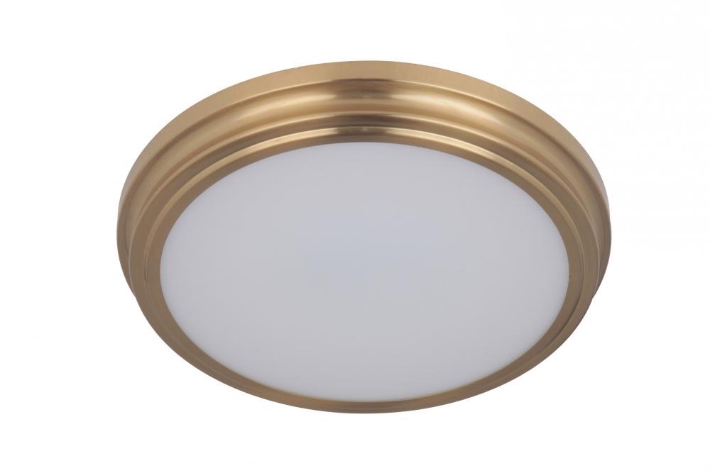 X66 Series 1 Light 13&#34; LED Flushmount in Satin Brass