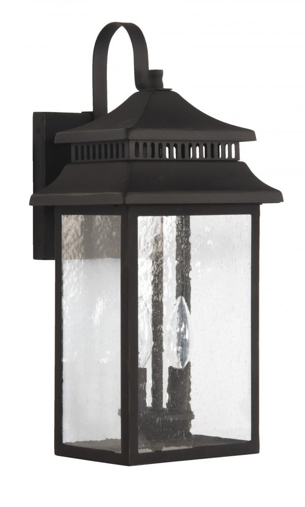 Crossbend 2 Light Medium Outdoor Wall Lantern in Dark Bronze Gilded