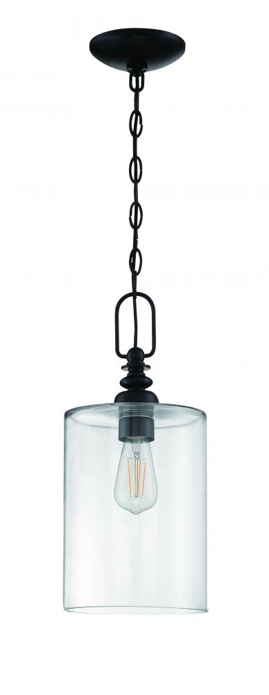 Dardyn 1 Light Mini Pendant in Flat Black (Clear Glass)