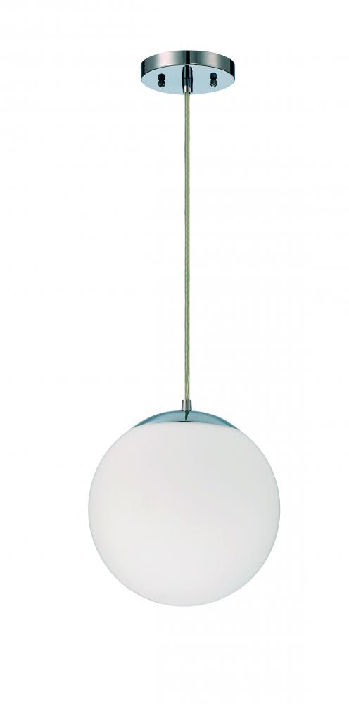 Gaze 1 Light 10&#34; Pendant in Chrome (White Glass)