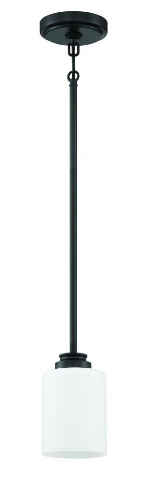 Bolden 1 Light Mini Pendant in Flat Black (White Glass)