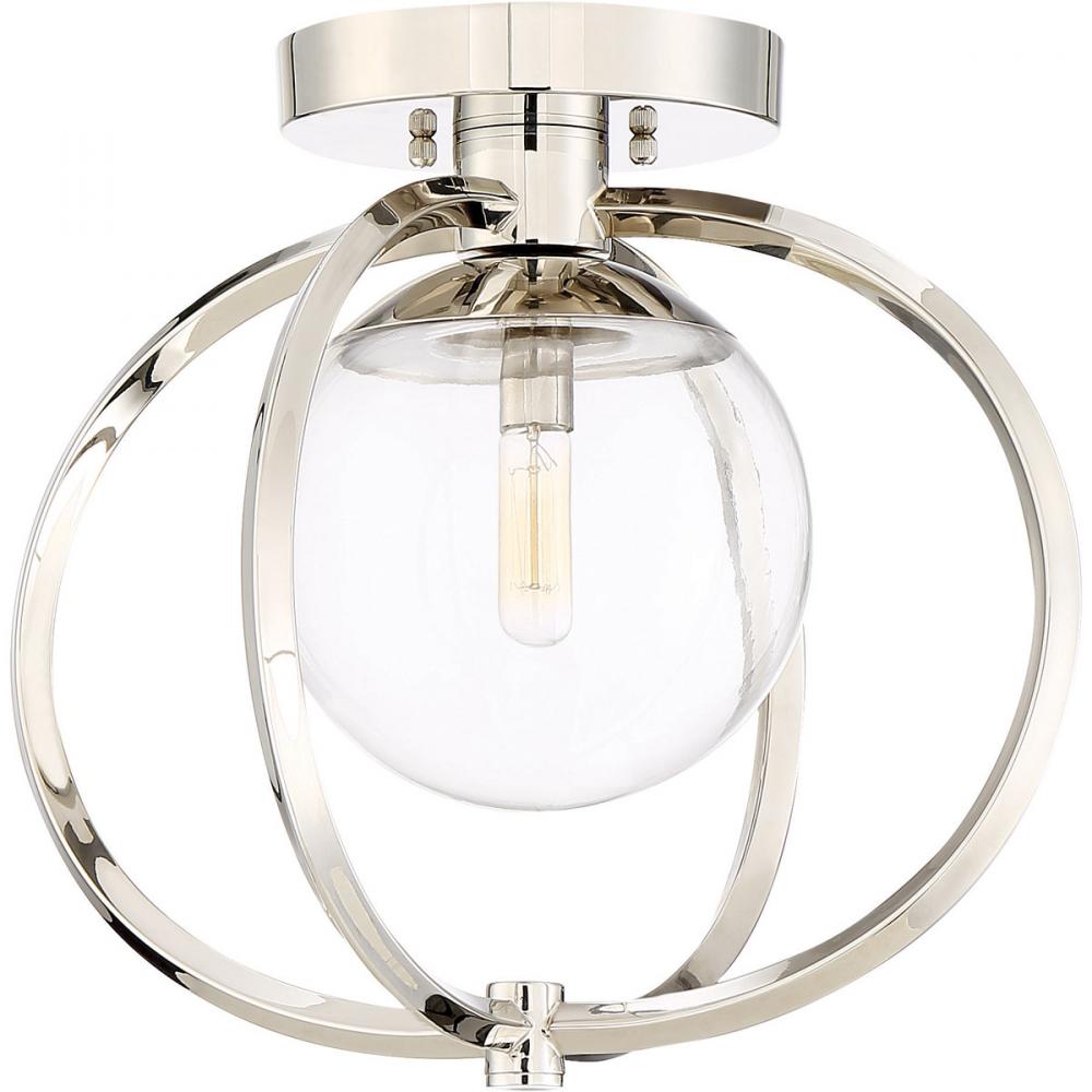 Piltz 1 Light Semi Flush in Polished Nickel