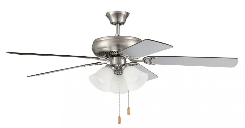 52&#34; Decorator&#39;s Choice 3 Light in Brushed Polished Nickel w/ Brushed Nickel/Walnut Blades