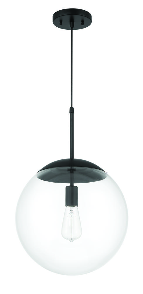 Gaze 14&#34; 1 Light Round Pendant in Flat Black