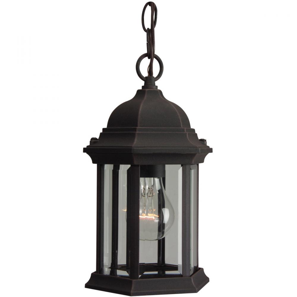 Hex Style Cast 1 Light Outdoor Pendant in Rust