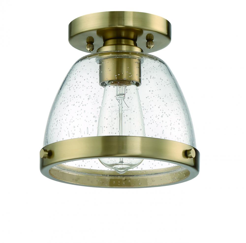 Lodie 1 Light 7.5&#34; Flushmount in Satin Brass