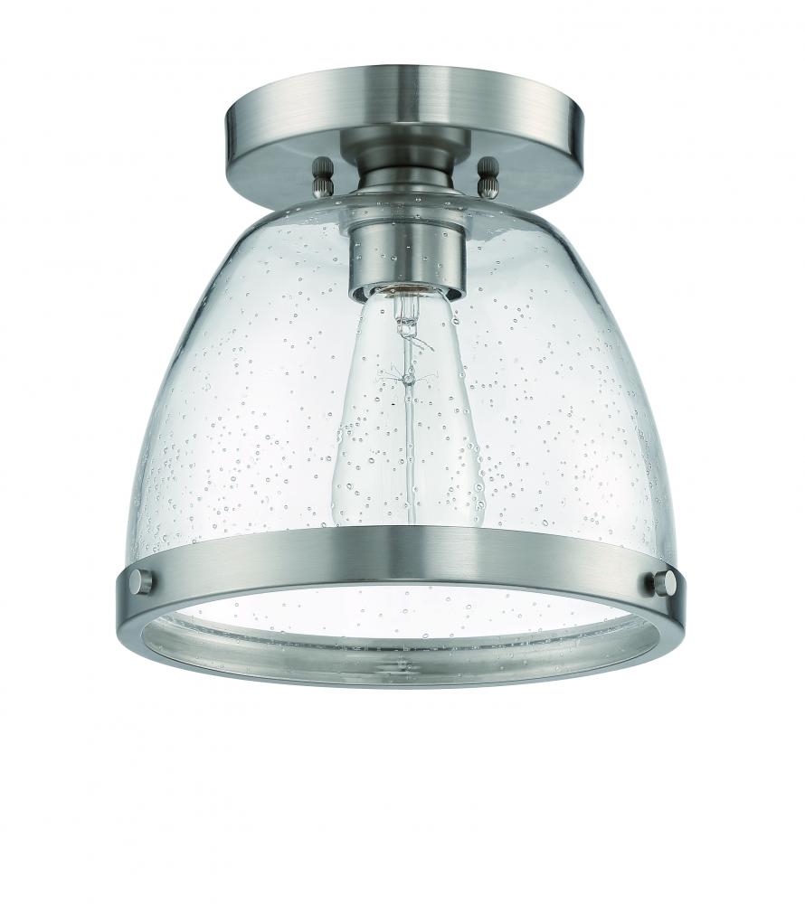 Lodie 1 Light 7.5&#34; Flushmount in Brushed Polished Nickel