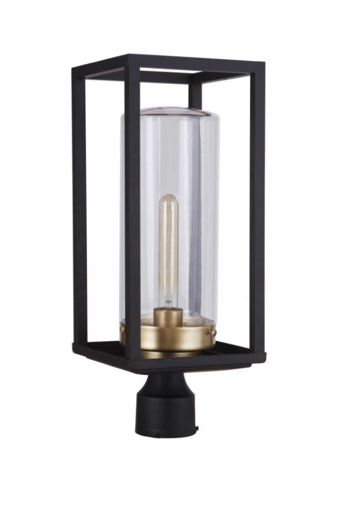 Neo 1 Light Outdoor Post Lantern in Midnight/Satin Brass