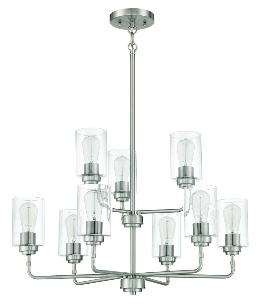 Stowe 9 Light Chandelier in Brushed Polished Nickel