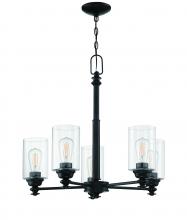 Craftmade 49825-FB-C - Dardyn 5 Light Chandelier in Flat Black (Clear Glass)