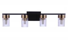 Craftmade 11827FBSB4 - Bond Street 4 Light Vanity in Flat Black/Satin Brass