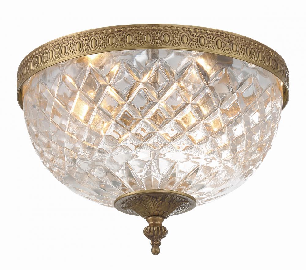 Crystorama 2 Light Olde Brass Crystal Flush Mount