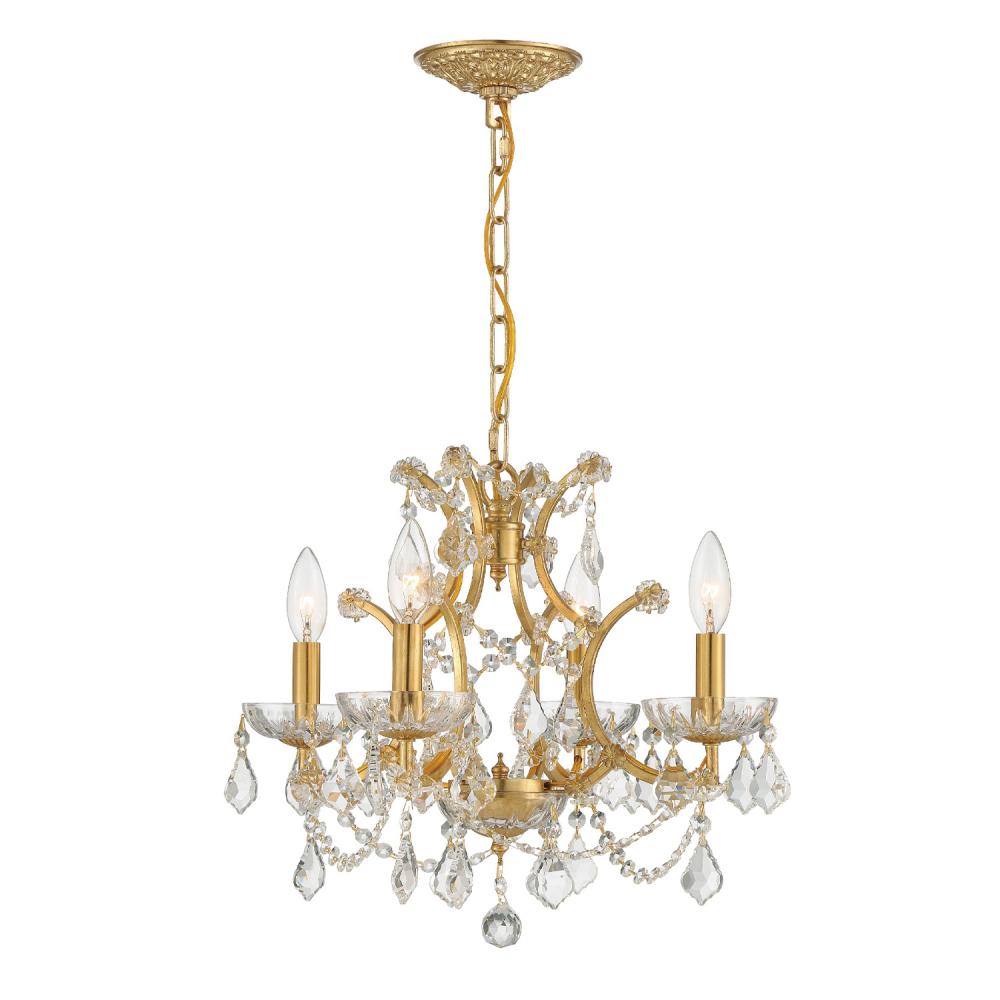 Filmore 4 Light Swarovski Strass Crystal Antique Gold Mini Chandelier