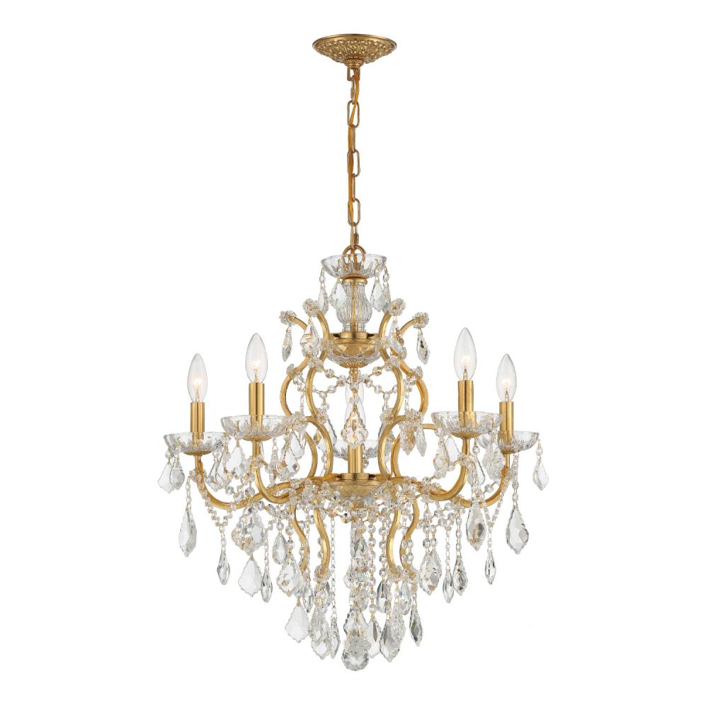 Filmore 6 Light Spectra Crystal Antique Gold Chandelier