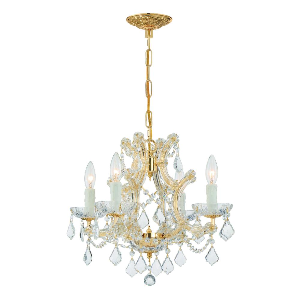 Maria Theresa 4 Light Hand Cut Crystal Gold Mini Chandelier