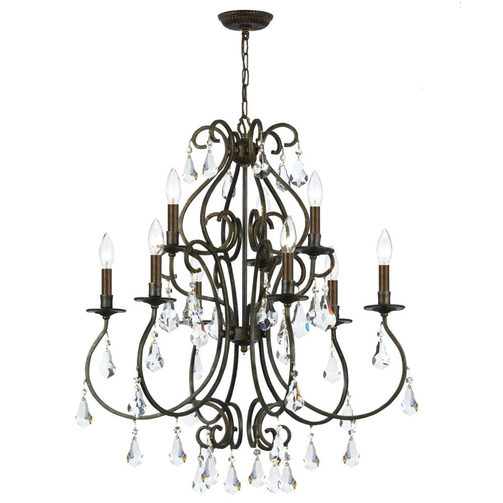 Ashton 9 Light Swarovski Strass Crystal English Bronze Chandelier