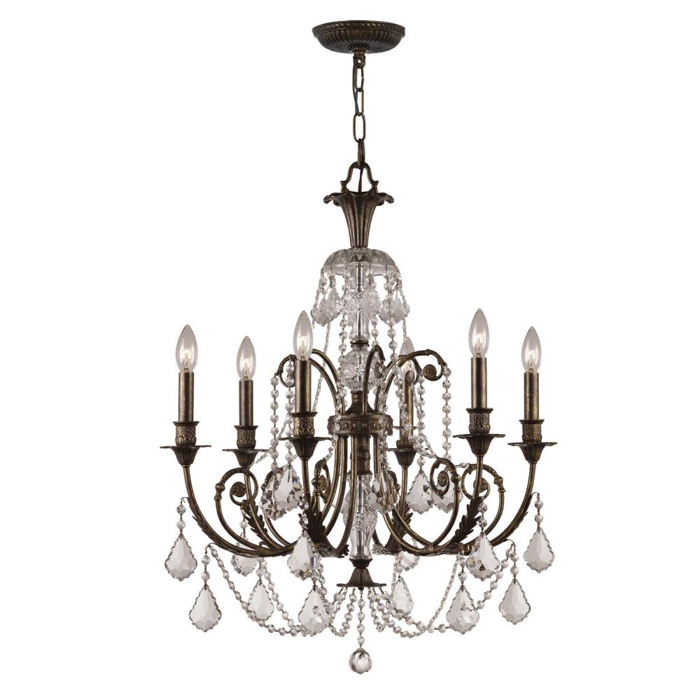 Regis 6 Light Swarovski Strass Crystal English Bronze Chandelier