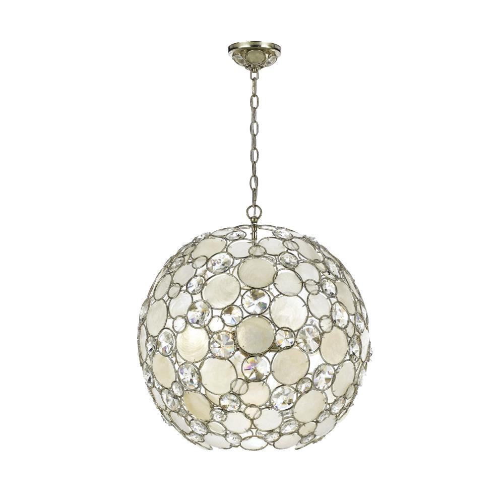 Palla 6 Light Antique Silver Sphere Pendant