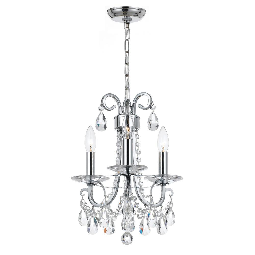 Othello 3 Light Swarovski Strass Crystal Polished Chrome Mini Chandelier