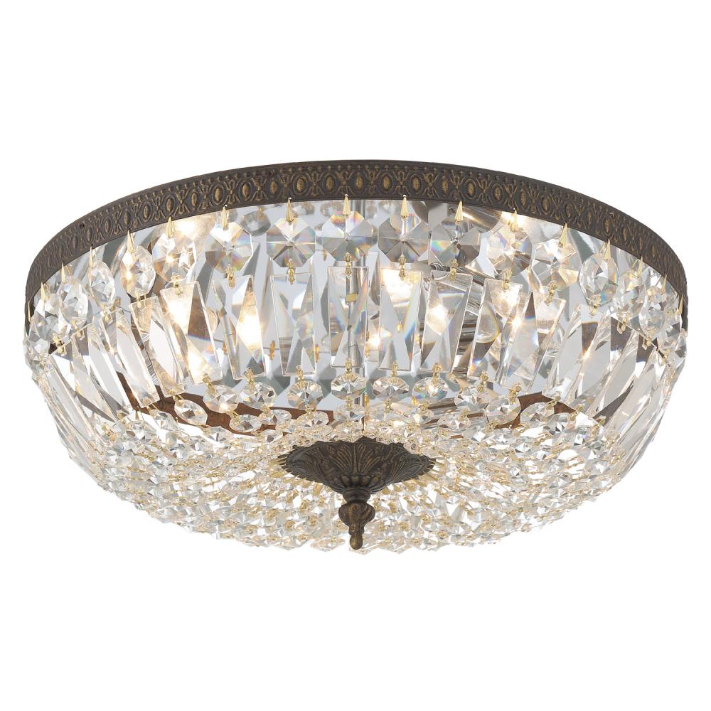 Crystorama 3 Light Spectra Crystal English Bronze Flush Mount