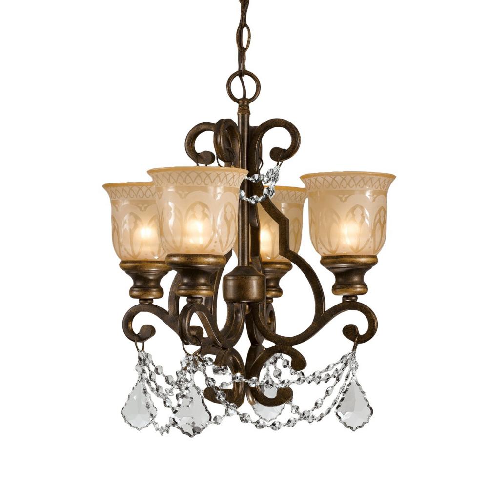 Norwalk 4 Light Clear Crystal Bronze Umber Mini Chandelier