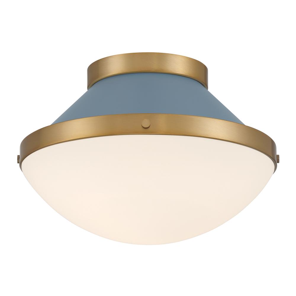 Xander 1 Light Vibrant Gold + Blue Flush Mount