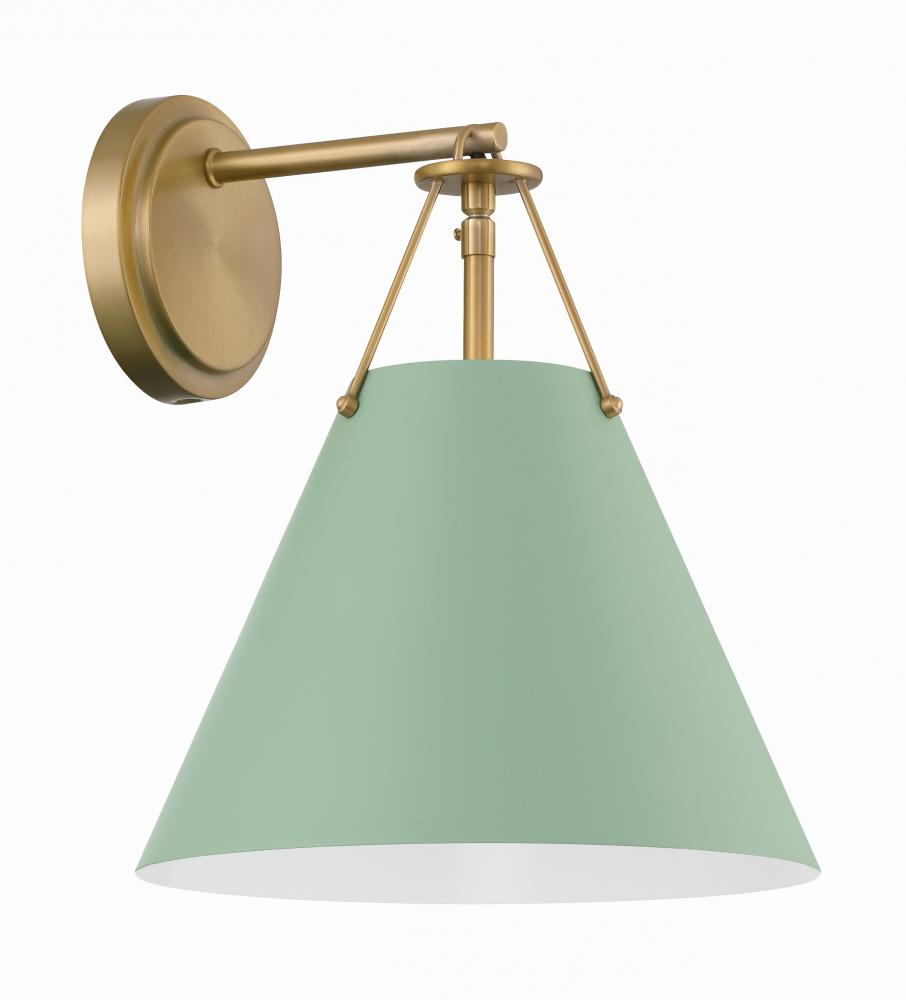 Xavier 1 Light Vibrant Gold + Green Sconce